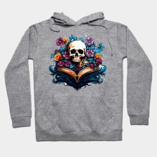 Flowers and Skull Growing From Book Hoodie